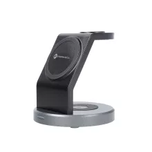 FORCELL vezeték nélküli töltő dokkoló Qi 3IN1 MagSafe 15W (fekete)