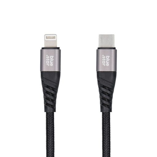 Töltőkábel Blue Star - USB C-ről Lightning csatlakozóra 2,4A 1,2m (fekete)