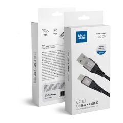   Töltőkábel Blue Star - USB A-ról USB C csatlakozóra 3A 20W 1,2m (fekete)