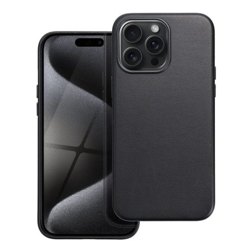 IPhone 15 Pro Max fekete bőr Mag Cover telefontok