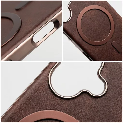 Iphone 17 Pro Max Gentleman barna bőr Magsafe telefontok