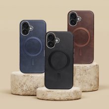 Iphone 17 Pro Gentleman kék bőr Magsafe telefontok