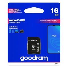 GoodRAM microSD memóriakártya 16GB + Adapter SD