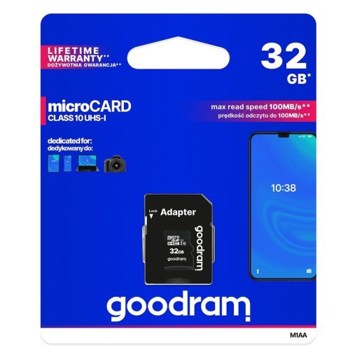 GoodRAM microSD memóriakártya 32GB + Adapter SD