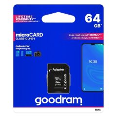 GoodRAM microSD memóriakártya 64GB + Adapter SD