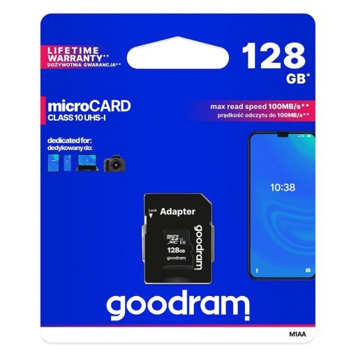 GoodRAM microSD memóriakártya 128GB + Adapter SD